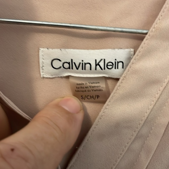 Calvin Klein Womens Petites Pintuck Split Neck Blouse pink 100% polyester - Picture 3 of 6